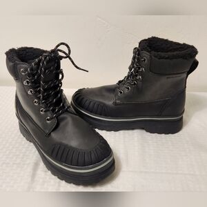 Bruno Marc Snow Black Winter Boots with Foux Fur Lining Size 9.5.   # X11